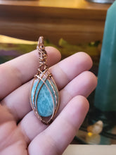 Load image into Gallery viewer, Amazonite Wrapped in Bare Copper
