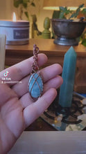Load and play video in Gallery viewer, Amazonite Wrapped in Bare Copper with Carnelian Accent Stone
