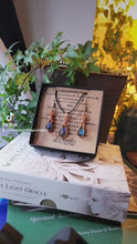 Load and play video in Gallery viewer, Labradorite Earring &amp; Pendant Set in Enameled Copper
