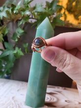 Load image into Gallery viewer, Labradorite Ring Wrapped in Bare Copper- Adjustable
